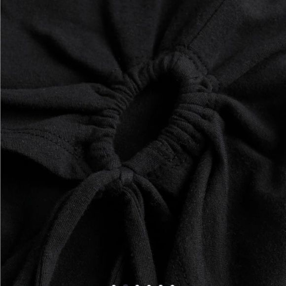 🍓Hollister Black Short Sleeve SIDE CINCH BABY Crop Top/Tee - Picture 3 of 6